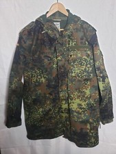 German Bundeswehr Flecktarn Camo Military Jacket with Hood  Liner XL Long