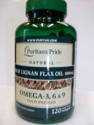 Flaxseed Oil  Natural/Organic/High Lignan  1,000 mg  Omega-3, 6 & 9 120 Softgels