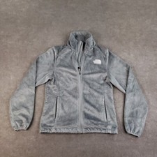 The North Face Jacket Womens Medium Gray Full Zip Sweater Fuzzy Soft Mock Neck