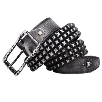 Real Leather Waist Belt Heavy Metal Rivet Studded Unisex Punk