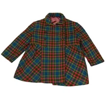 Kute Kiddie Classic Original Plaid Wool Coat 4T Button Up Vtg 50s Union Made