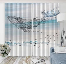 3D Hand Drawn Whale ZHUA4097 Photo Curtain Window Blockout Fabric Amy 2023