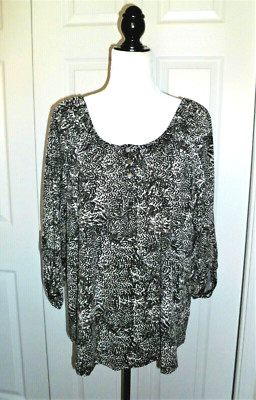 Notations Black, White & Taupe Top XL