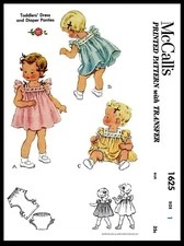 McCall's # 1625 DRESS & Diaper Panties Sewing Pattern Toddler Girls Frock Pick