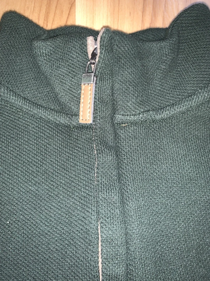 Tasso Elba Mens Size M Pullover 1/4 Zip Long Sleeve Cotton Dark Green Soft EUC - Image 2 of 4