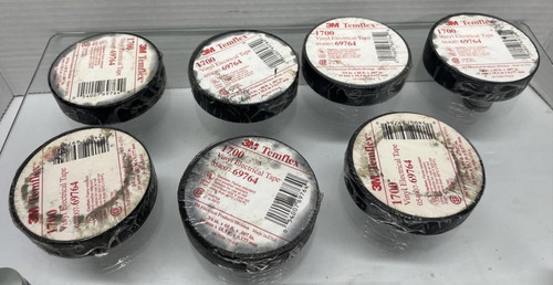 3M TemFlex 1700 3/4 in X 60ft Electrical Tape - Black - Lot Of 7