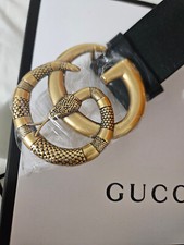 Authentic GUCCI Snake Belt Black Leather Size 95cm 32/34
