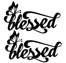Blessed Butterfly Two Black Vinyl Decals Car Truck Windows laptop notebook