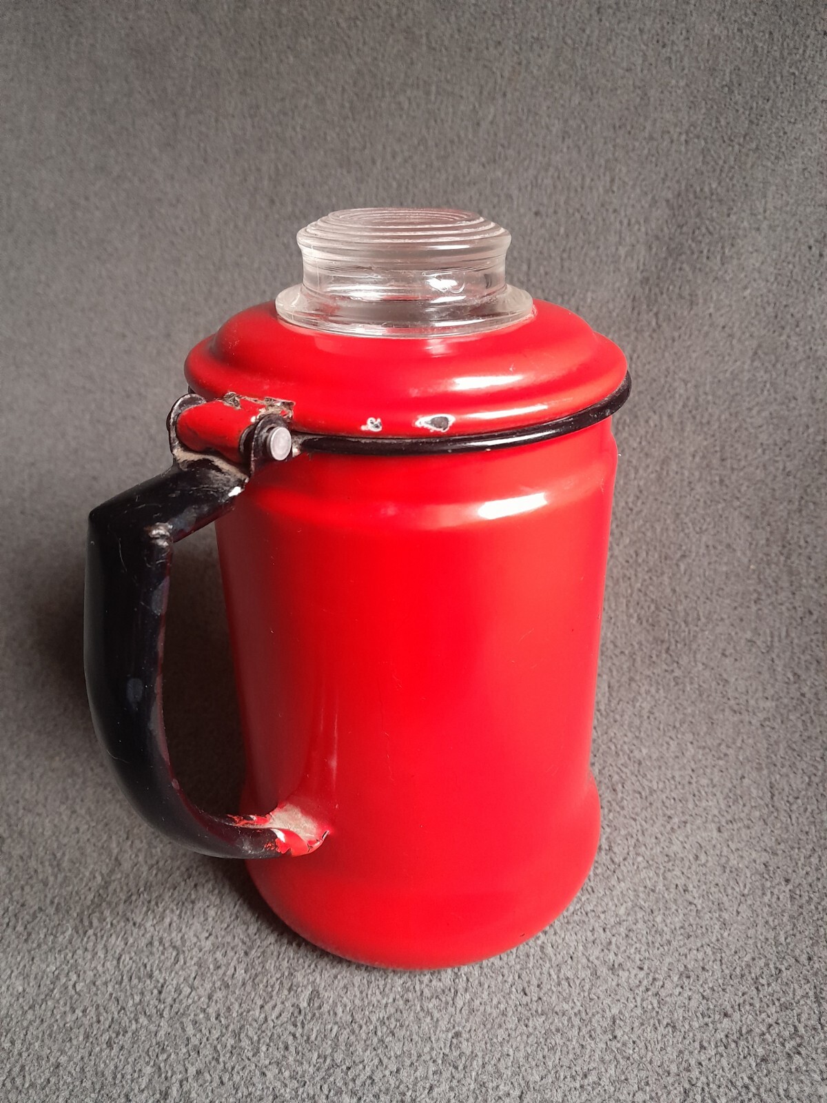 Percolator Coffee Pot Vintage Red Enamel Ware Black Trim Handle eBay