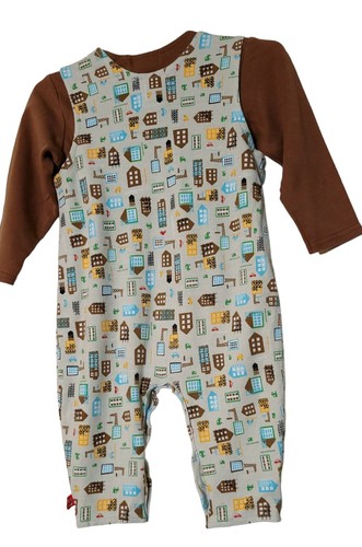 Zutano Boys 2 pc City Construction Romper Outfit 12-18 mo 100% Cotton Crane Car - Picture 4 of 5