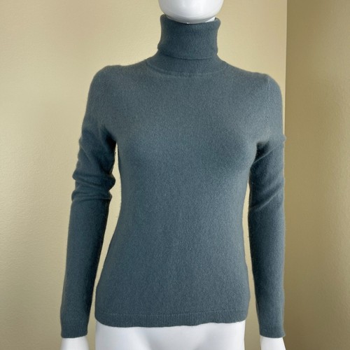 Garnet Hill Damen Gr. XS Blau Essential Kaschmir Rollkragen Pullover Minimal - Bild 3 von 14