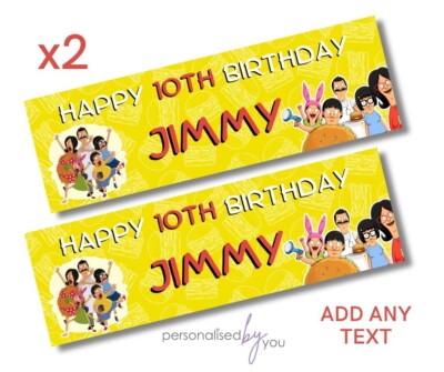 Personalisierte Geburtstagsbanner BOBS BURGER x 2 GROSSES Poster Kinder beliebiger Name Alter