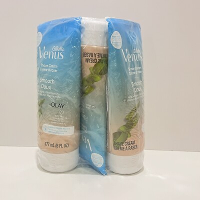 Gillette Venus Smooth plus Olay Shaving Cream for Women, 3 Count, 6 oz