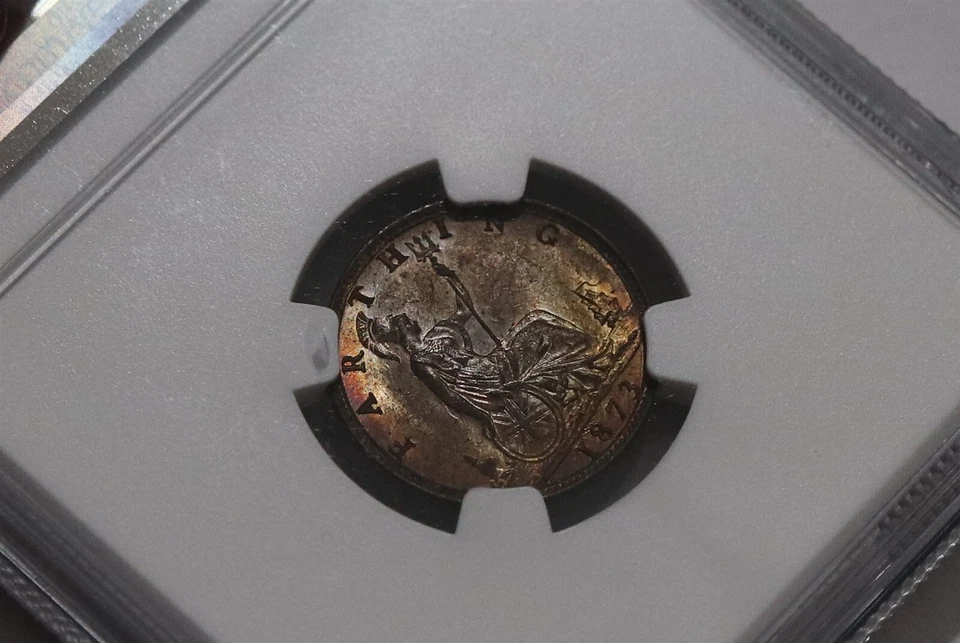 🧭 🇬🇧 UK GB FARTHING 1873 LOWER 3 NGC MS63 B78 CG31 - Image 4 of 4