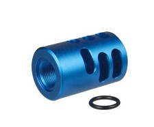 1" Dia Blue Anodized Aluminum Ruger Mark IV 22/45 1/2x28 TPI Muzzle Brake .22LR