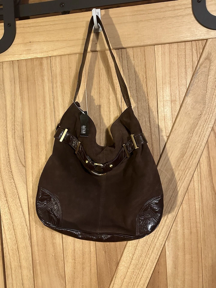 A.N.A A New Approach Marrón Cuero de Vaca Gamuza Cuero Cartera Bolso de Mano Marrón Nuevo con Etiquetas Foto 2 de 4