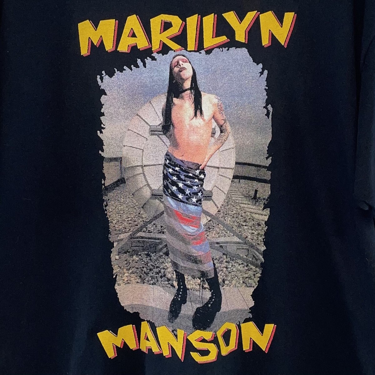 Marilyn Manson Men's Graphic T Shirt USA Flag Skirt Rock On