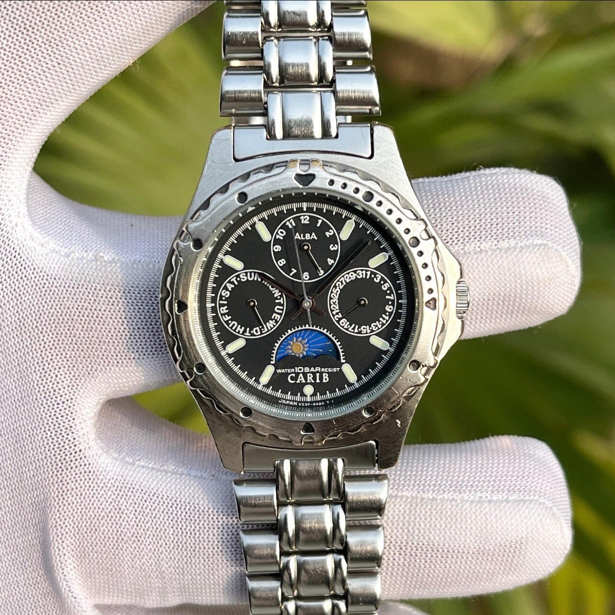 Vintage Seiko Alba Carib Sun & Moon Triple Calendar Japan