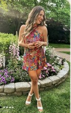 NWT Show Me Your Mumu Jasmine Halter Mini Dress Garden Glow M Cocktail Wedding