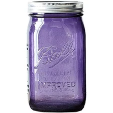 BALL Purple MASON JAR QUART ~ Wide Mouth ~ Food Storage ~ Band Lid ~ Leak Proof