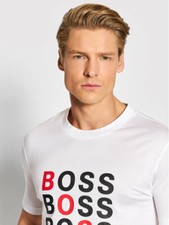Image of New Hugo BOSS mens white pima organic cotton regular fit suit t-shirt top £55 XL