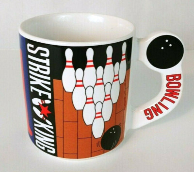 Vintage Kato Kogei Bowling #1 Strike King 3.75'' Coffee Cup Mug Made In Japan