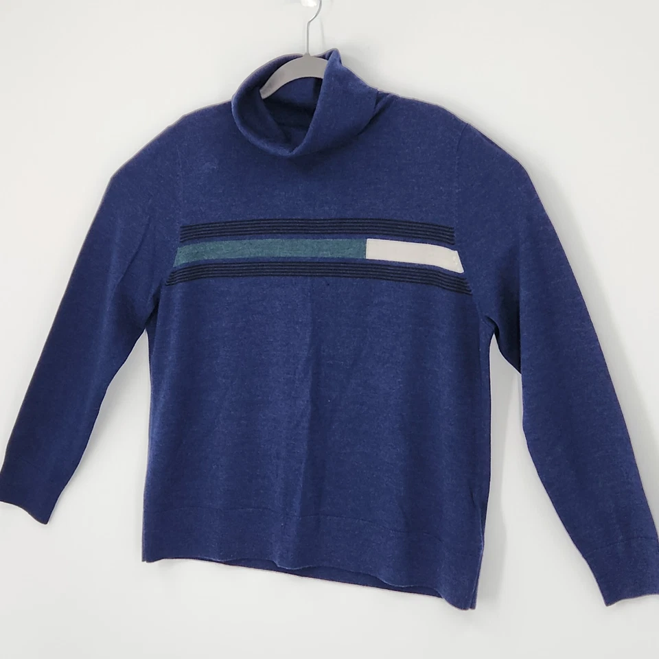 Pendleton Simple Informal 100% Lana Merino Capa Base Cuello Alto Azul XL Agujero de Prendedor Foto 2 de 4