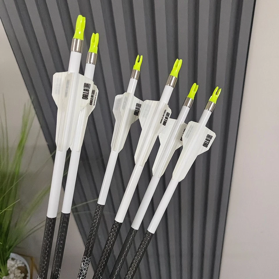 12pcs 32" Pure Carbon Arrows 2.5" Vanes SP250-400 Archery Bow Shooting Hunt 003" - Image 2 of 4