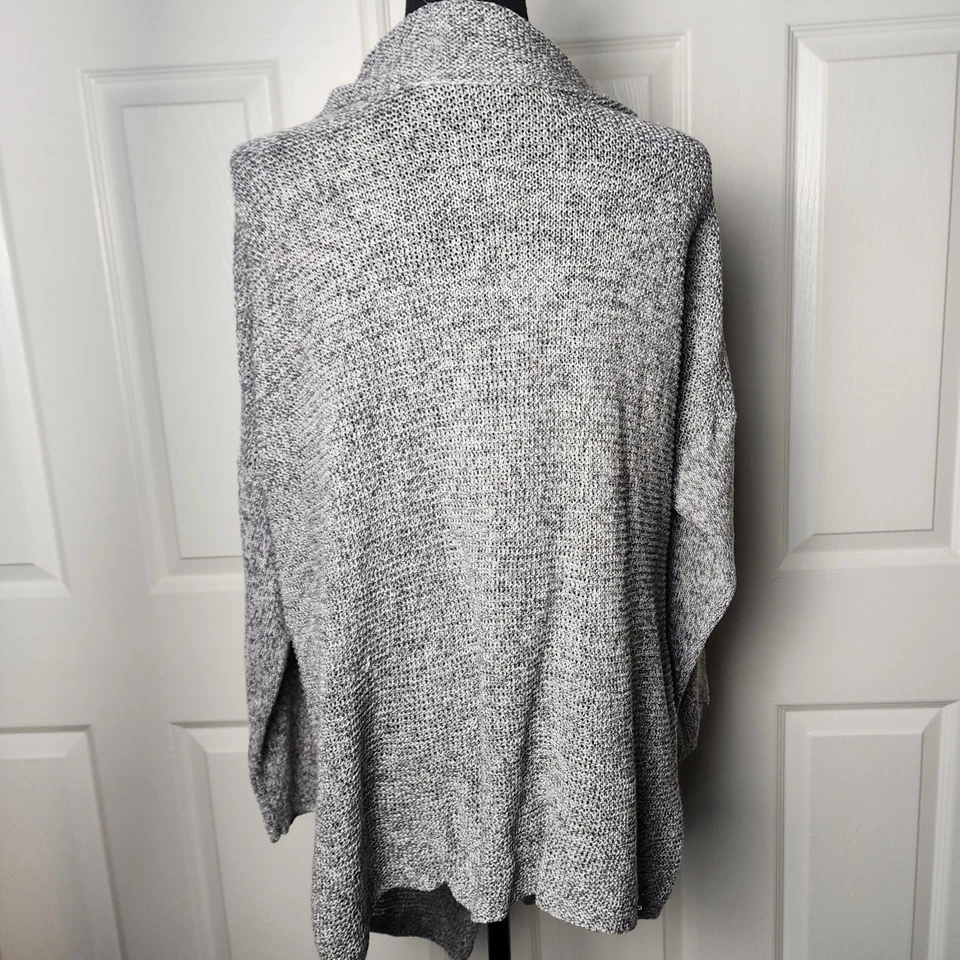 Cárdigan Eileen Fisher 2X Gris 100% Lino Tejido Abierto Talla Grande Cortina Capas  Foto 4 de 4