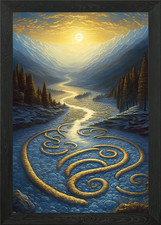River Painting Framed Wall Art Poster Canvas Print Picture
