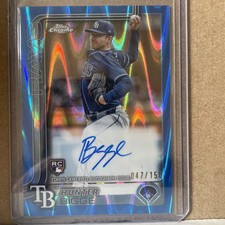 Topps 2025 Chrome Hunter Bigge RC Rays Rookie Auto Blue RayWave 15/150 RA-HBI