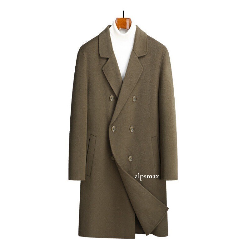 Men's Double-sided Cashmere Coat Mid-length Double-breasted Windbreaker Jacket