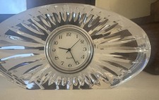 WATERFORD Crystal Oval Desk Clock 4 3/4 x 2 1...