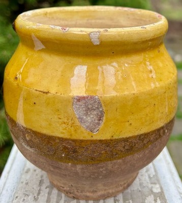 FRENCH ANTIQUE POTTERY CONFIT CONSERVE POT CERAMIC GLAZE JAR EARTHENWARE VESSEL