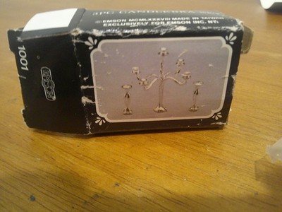 Vtg 1988 Emson Dollhouse 3pc Candlebra Set Pewter Metal NEW SEALED PACK