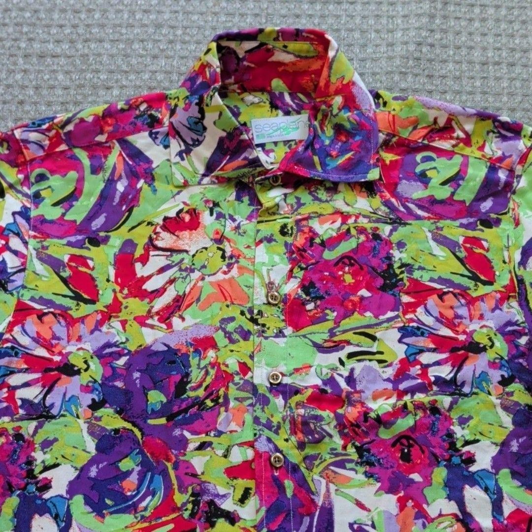 Seaplane Shirt Mens Medium Multicolor Floral Violent Femmes 26/38 Rayon USA Made View 2