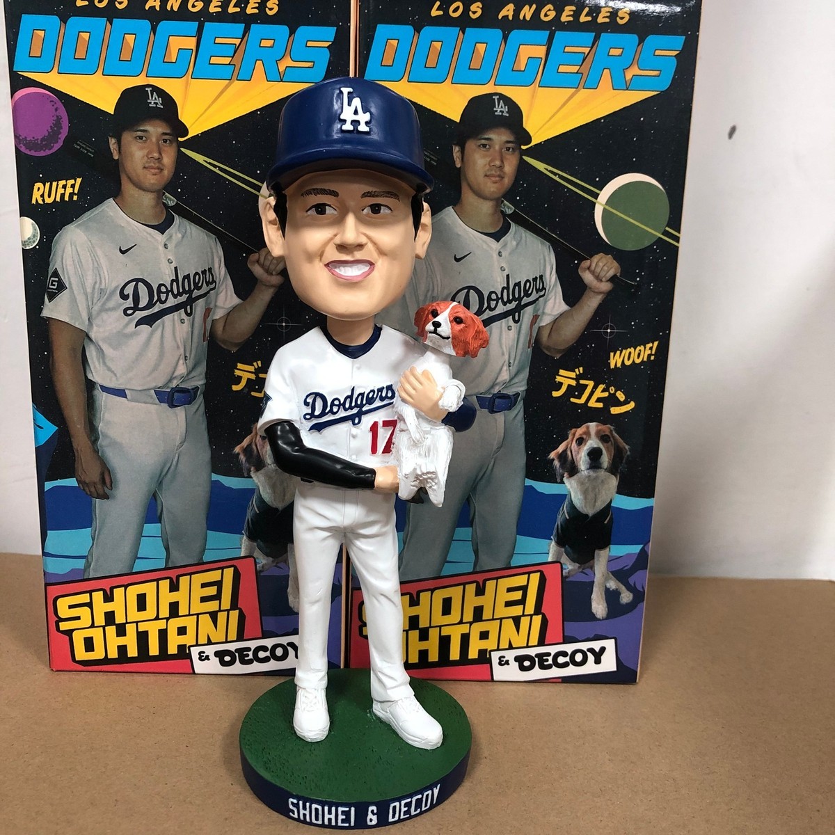 White SHOHEI OHTANI & DECOY Bobblehead Los Angeles Dodgers 8