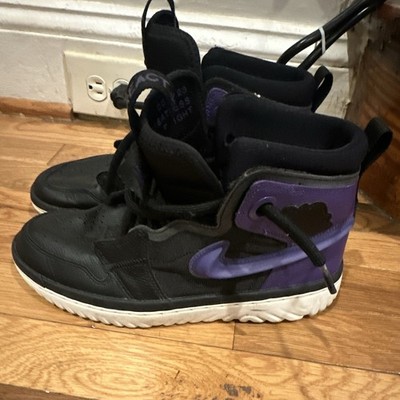 Jordan Air Jordan 1 React Mid Top Men's Black/Purple Lace-Up Sneakers