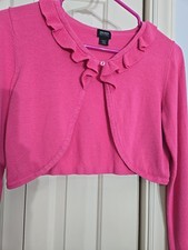 Crop Cardigan In Pink Girls XL Button Closure Knitted Shrug Sweater Top