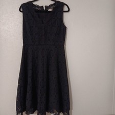Loft Women's A-Line Dress Sz. 2 Black  Floral Lined Lace- Back Zip Sleeveless...