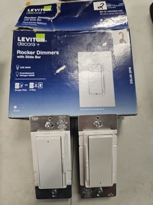 ( QTY 2 ) Leviton DSL06-3PW: Decora+ Rocker Dimmers w/ Slide Bar Single Pole
