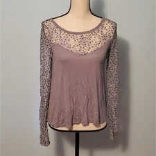 Moda International Versatile Dusky Grayish Blue w/ Embellished Lace Top
