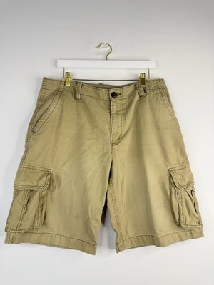 Y2K Aeropostale Mens Authentic Cargo Shorts Size 34 Khaki Drawstring Casual
