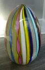 Vintage Murano Art Glass Twisted Ribbon & Latticino Egg Shaped Paperweight