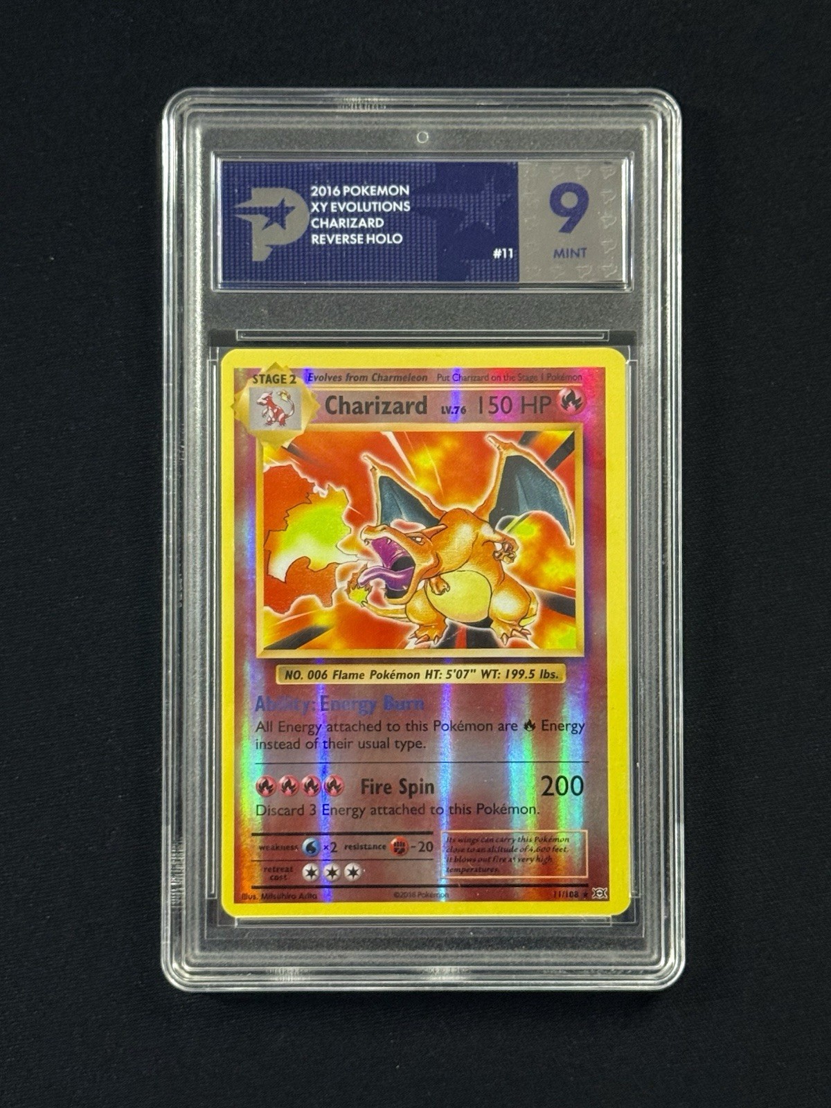 2016 Pokemon TCG Charizard Reverse Holo 11/108 XY Evolutions PSG 9 MINT RARE