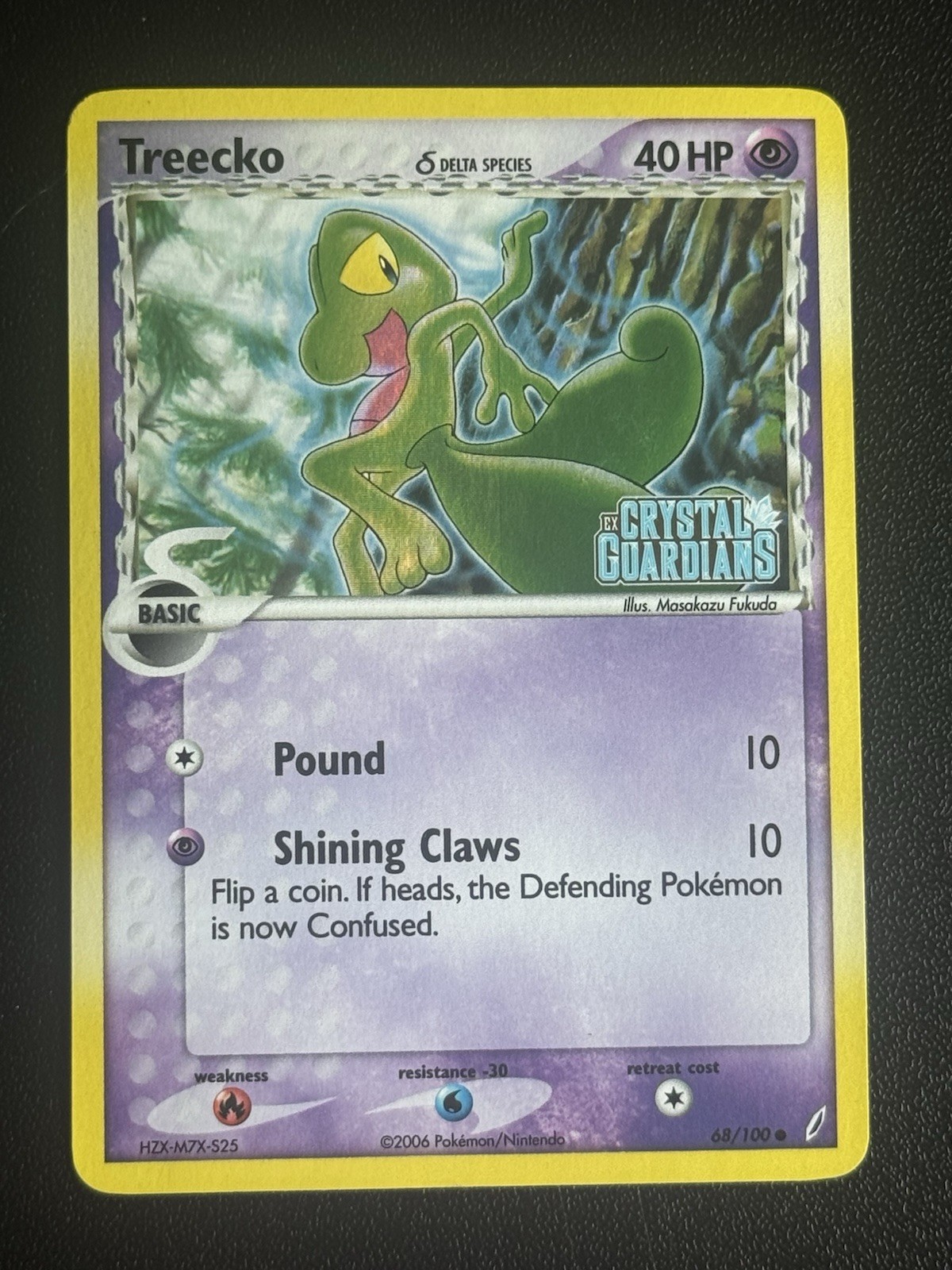 Pokemon Card - Treecko Crystal Guardians 68/100 Common Reverse Holo STAMPED