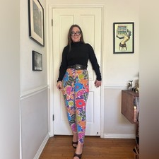 80s Vintage Floral Stirrup Pants