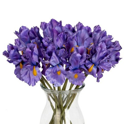 Iris Artificial Flowers 15Pcs Faux Iris Purple Flowers 14.2'' Real Touch Fake ...