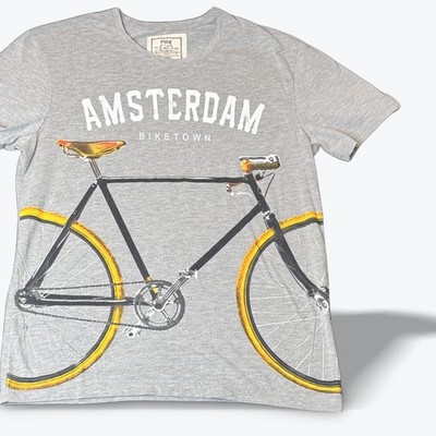 Fox Originals Amsterdam BIKETOWN Graphic T Shirt Mens XL Grey Short Sleeve