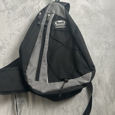 Buell Sling Backpack Crossbody Motorcycle Bag Black Gray Helmet Style Pockets